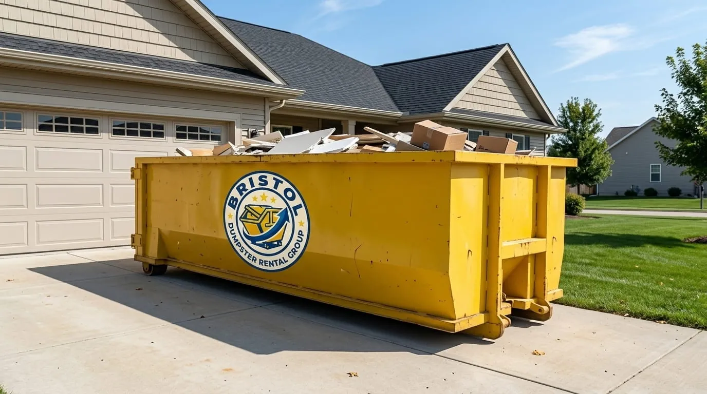 Roll-off dumpster delivered to a property in Thomaston, CT Roll-off dumpster delivered to a property in Thomaston, CT